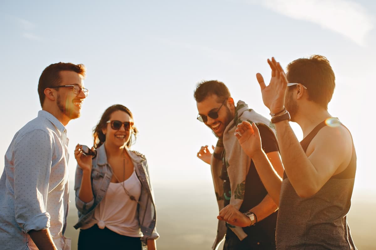 Friends celebrating together outdoors
